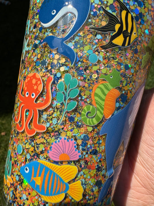 *Ready-to-Ship* 12oz Kids Acrylic Cup - Sea Creatures I