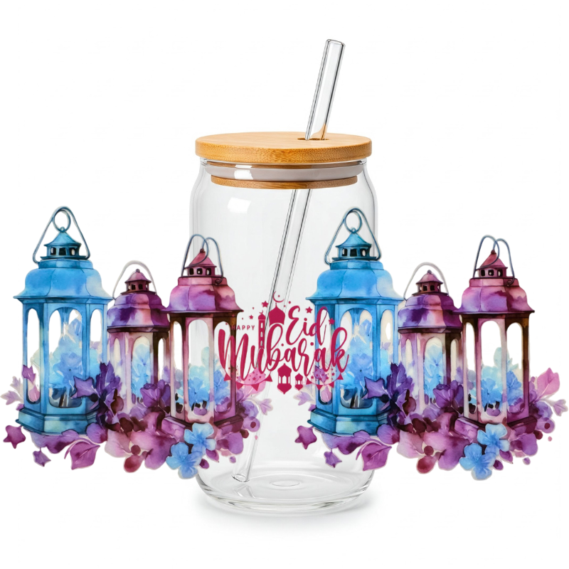 Eid Mubarak - Blue and Purple Lanterns