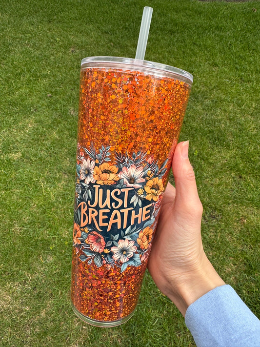 *Ready-to-Ship* 24oz Acrylic Tumbler - Just Breathe
