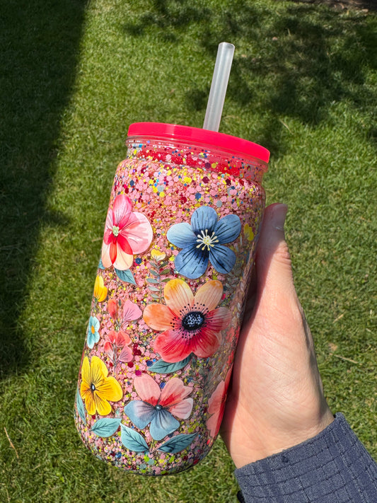 *Ready-to-Ship* 16oz Acrylic Cup - Pretty Flowers