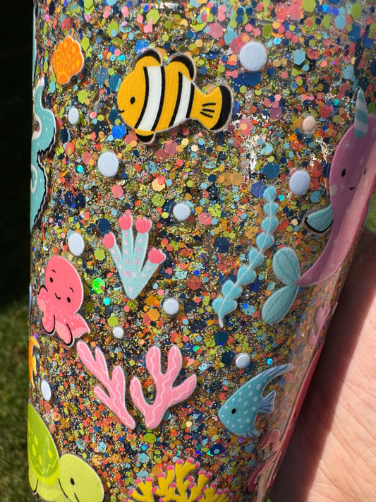 *Ready-to-Ship* 12oz Kids Acrylic Cup - Sea Creatures II