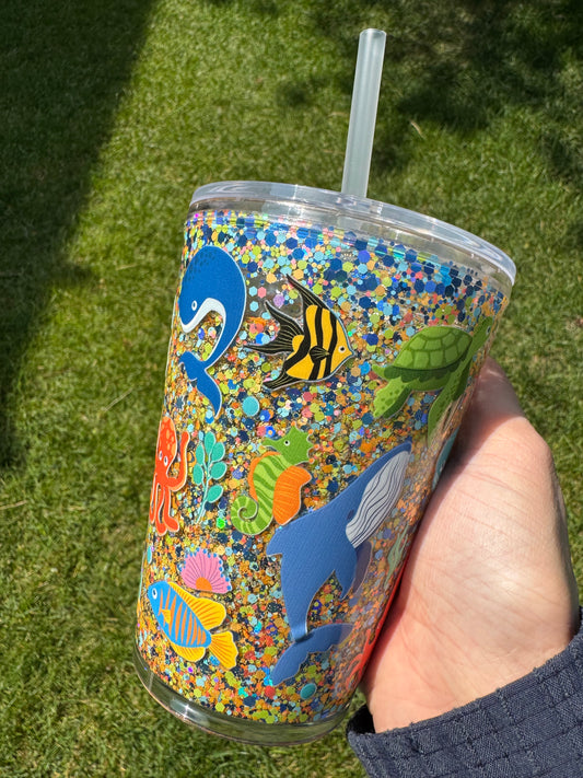 *Ready-to-Ship* 12oz Kids Acrylic Cup - Sea Creatures I