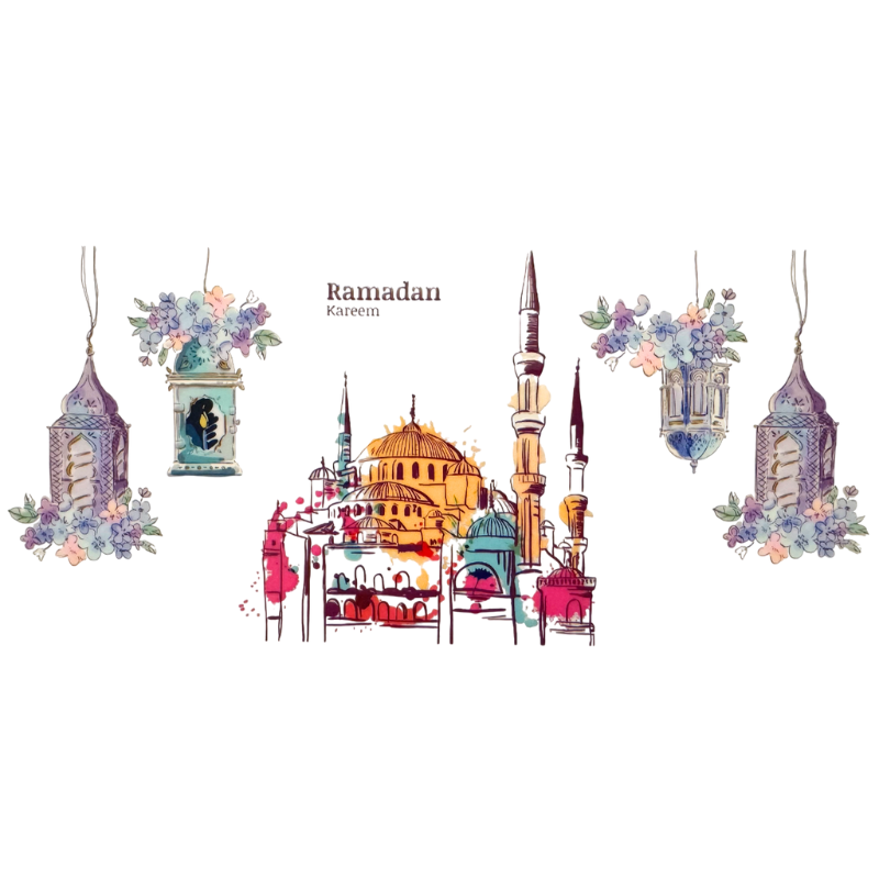 Mosque and Purple Lanterns