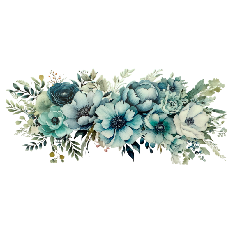 Teal Flowers 2